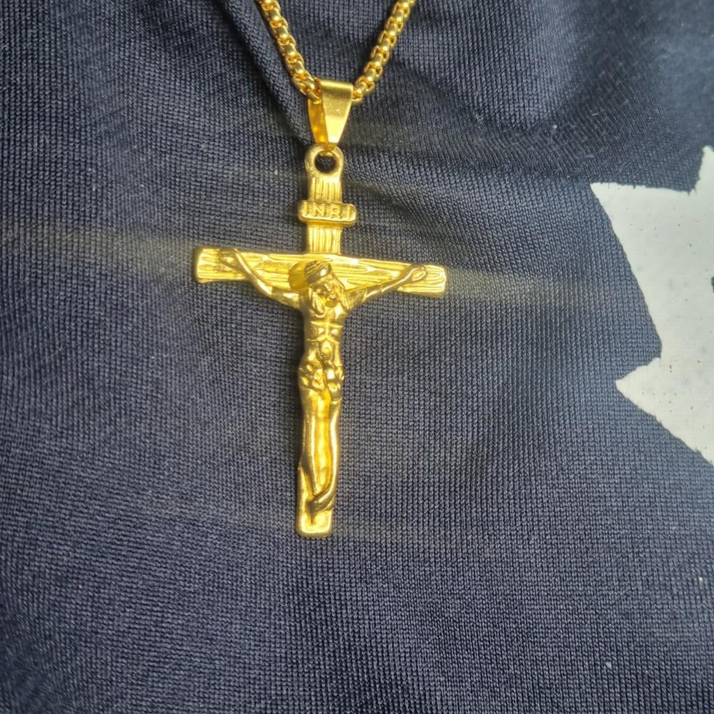 Gouden ketting met Jezus Christus hanger, Ophalen of Verzenden