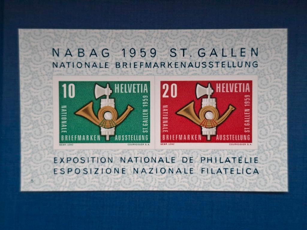 Postzegel Zwitserland 1959 PF Blok Postzegeltentoonstelling, Ophalen of Verzenden, Postfris