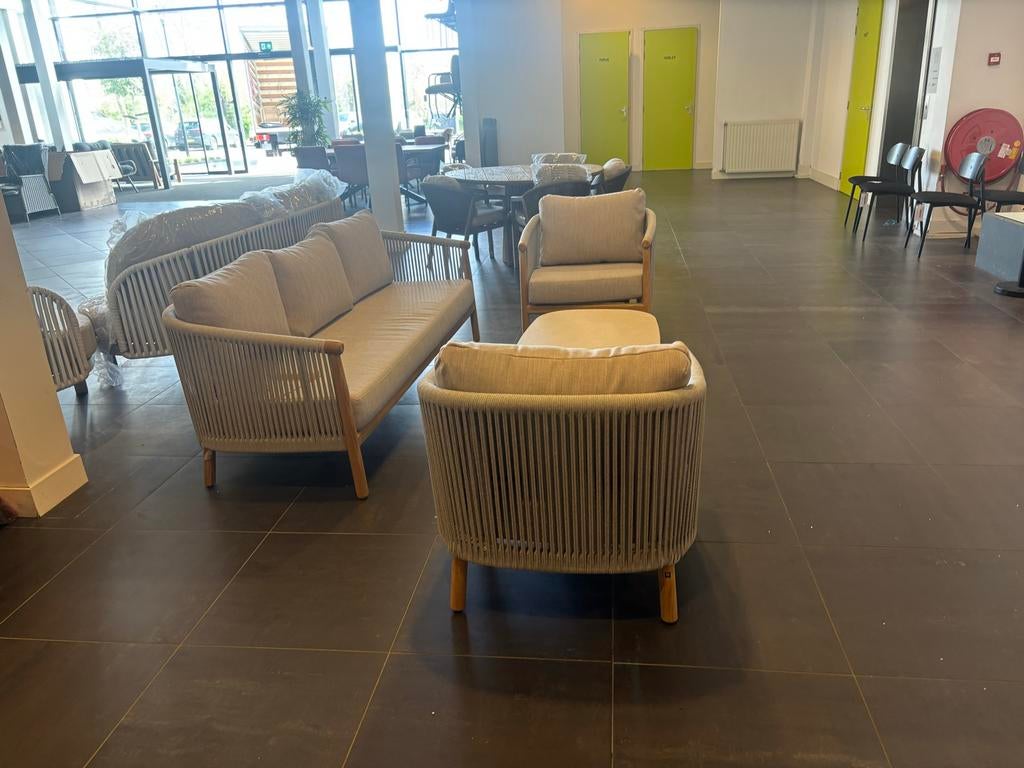 Luxe Loungeset: Bank, Stoelen met Aluminium & Rope, Ophalen of Verzenden, Zo goed als nieuw, Metaal