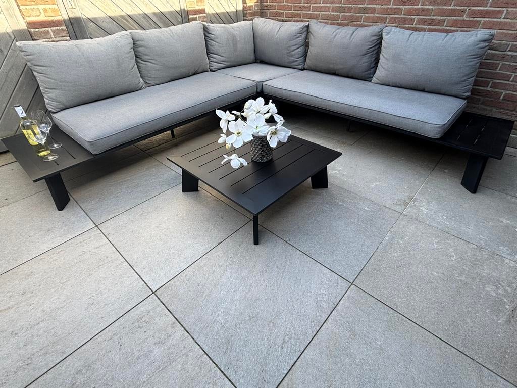 Loungeset tuinset aluminium mat zwart, Tuin en Terras, Tuinsets en Loungesets, Ophalen, Gebruikt, Aluminium, Loungeset