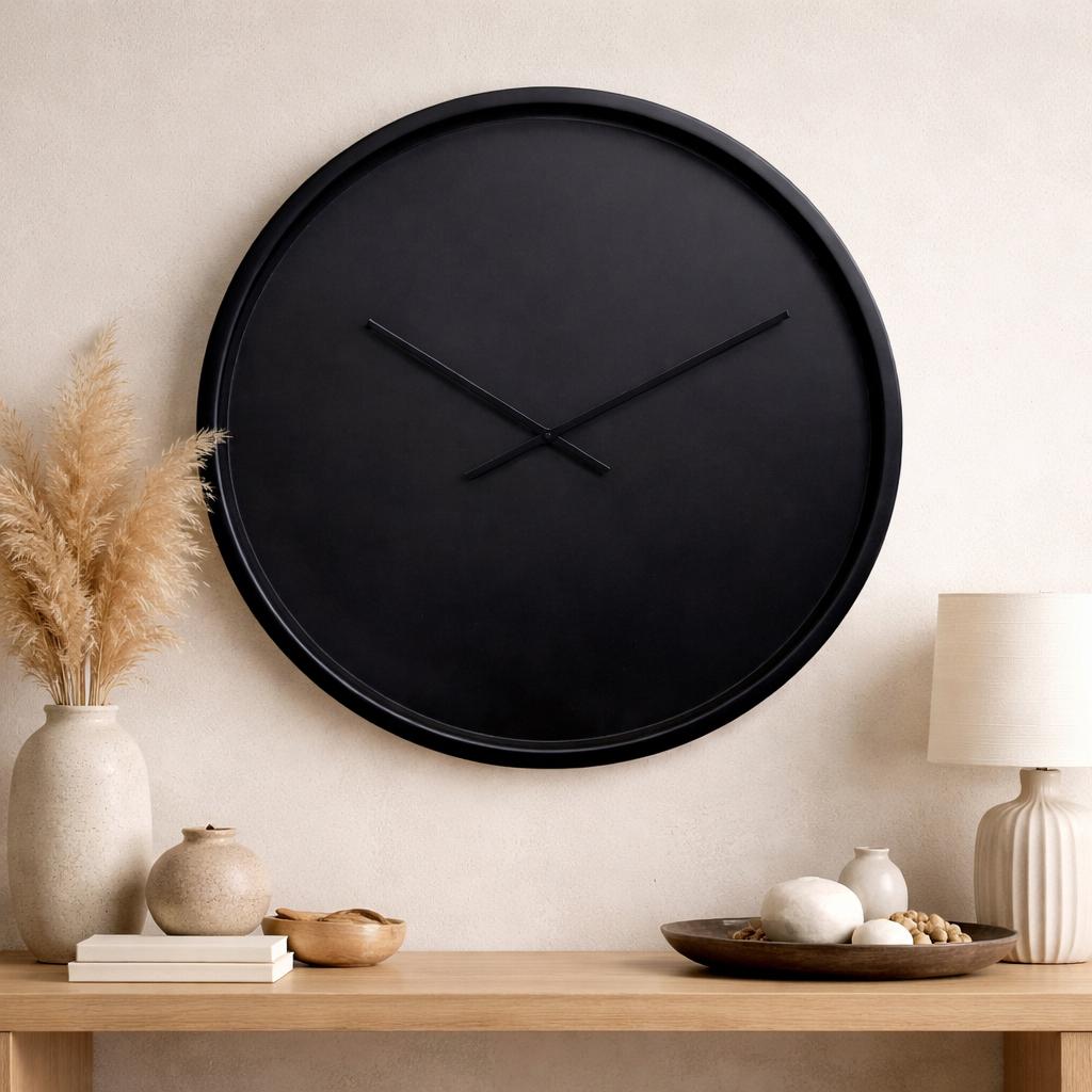 Zuiver wandklok zwart Bandit 60 cm, Ophalen, Zo goed als nieuw, Analoog, Wandklok