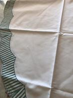 Crèmekleurig rond tafelkleed met groen gestreepte rand, Huis en Inrichting, Ophalen, Zo goed als nieuw, Rond, Binnen