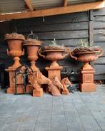 Gietijzeren tuinvazen tuinvaas bloempot bloembak op sokkel, Ophalen of Verzenden, Nieuw