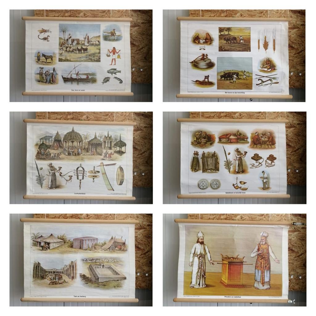 Diverse Schoolplaten (van Lummels Bijbelse Schoolplaten), Antiek en Kunst, Ophalen of Verzenden, Geschiedenis