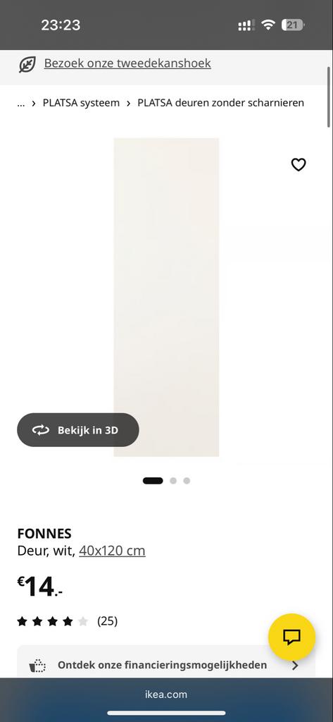 2x Fonnes deur 40x120 wit, zgan, Ophalen, Zo goed als nieuw, Minder dan 80 cm, Binnendeur