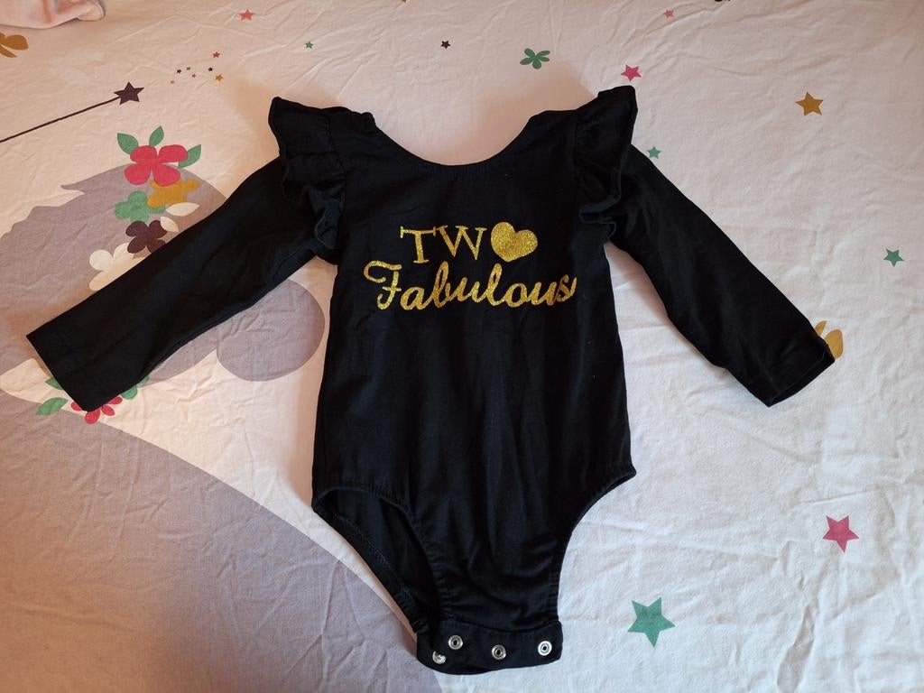 Zwarte romper danspakje goud glitter maat 90 / 92, Kinderen en Baby's, Kinderkleding | Maat 92, Ophalen of Verzenden, Zo goed als nieuw