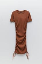 Brown ruched dress (ZARA), Maat 38/40 (M), Bruin, Zara, Nieuw
