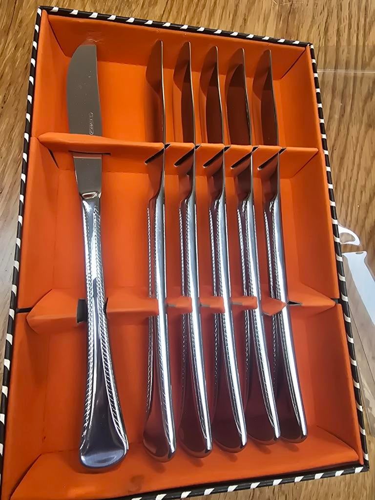 Vintage Almeta botermesjes set - 6 stuks in doos, Antiek en Kunst, Ophalen of Verzenden