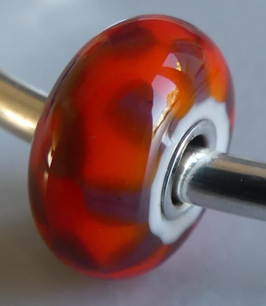 Trollbeads ROOD-PAARS SCHAAKBORD, Sieraden, Tassen en Uiterlijk, Bedels, -, Verzenden, -, Zo goed als nieuw