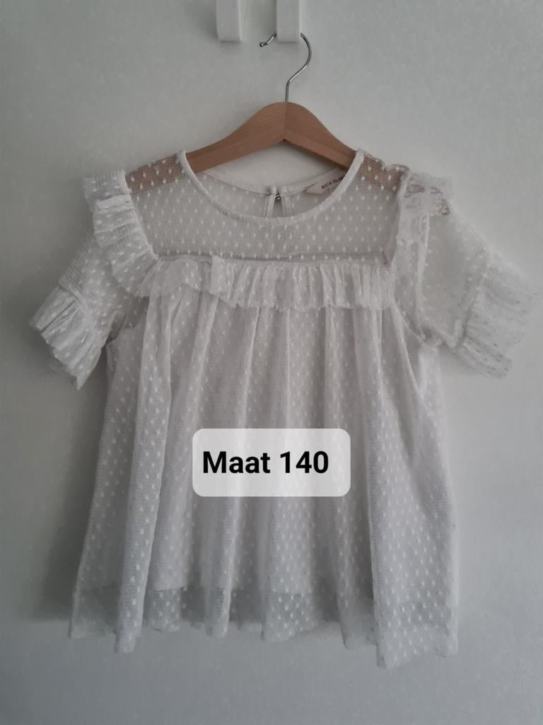 Heel mooi en leuk wit voile blousje van River Island,Mt 140, Kinderen en Baby's, Kinderkleding | Maat 140, Meisje, Overhemd of Blouse