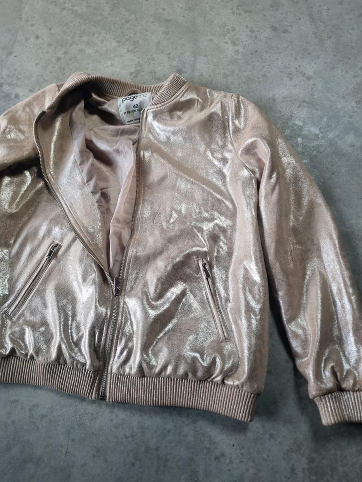 Gouden gevoerd kort bomberjack - Maat 42, Kleding | Dames, Jassen | Zomer, Zo goed als nieuw, Maat 42/44 (L), Overige kleuren