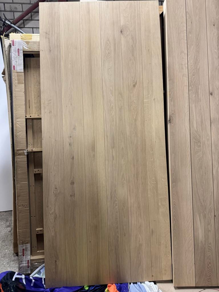 Nieuwe Massief Eiken Tafel 2.20 x 95 cm met Poten, Huis en Inrichting, Tafels | Eettafels, Eikenhout, Vijf personen of meer, Rechthoekig