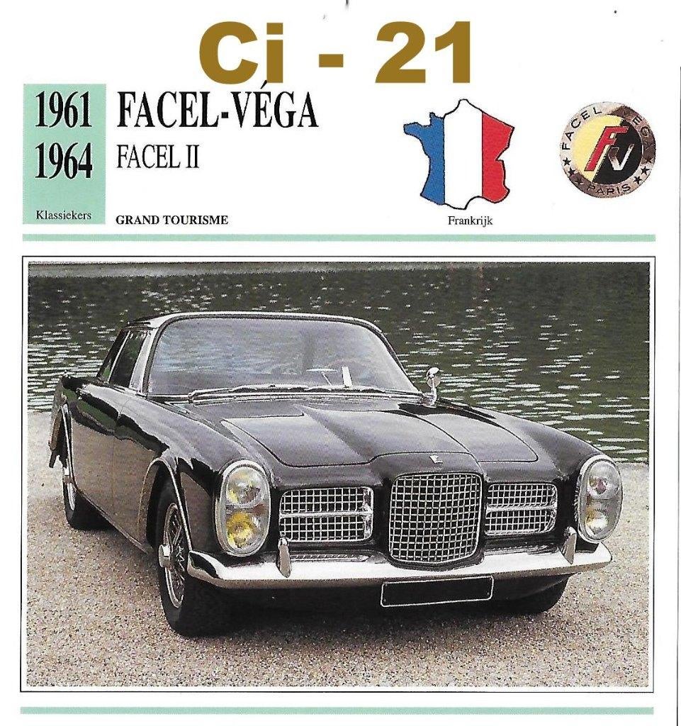 CI21 Autokaart Facel Vega Facel II ( 1961- 1964 ), Ophalen of Verzenden, Zo goed als nieuw, Auto's