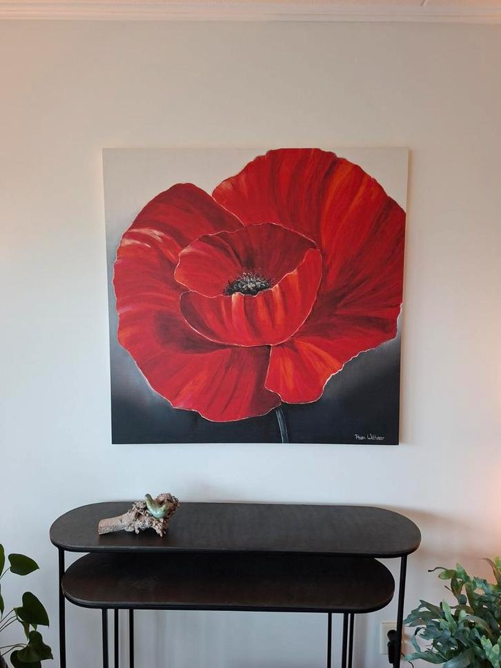 Schilderij Klaproos 100/100, Antiek en Kunst, Kunst | Schilderijen | Abstract, Ophalen