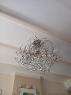 Zilverkleurige plafondlamp, Ophalen of Verzenden, Gebruikt, Glas