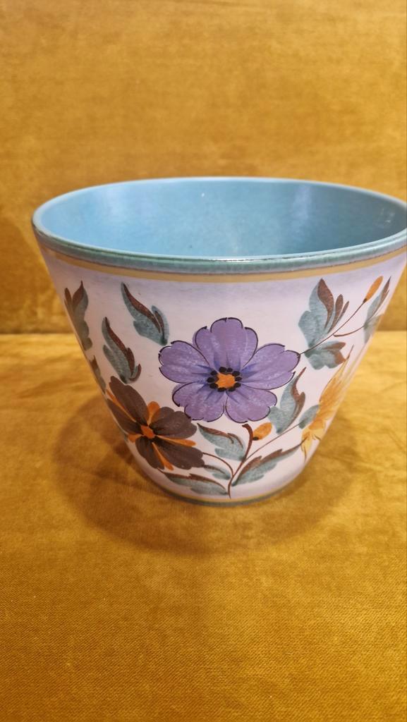 Bloempot Flora Gouda Holland Viola - Handgeschilderd, Antiek en Kunst, Antiek | Keramiek en Aardewerk, Ophalen of Verzenden