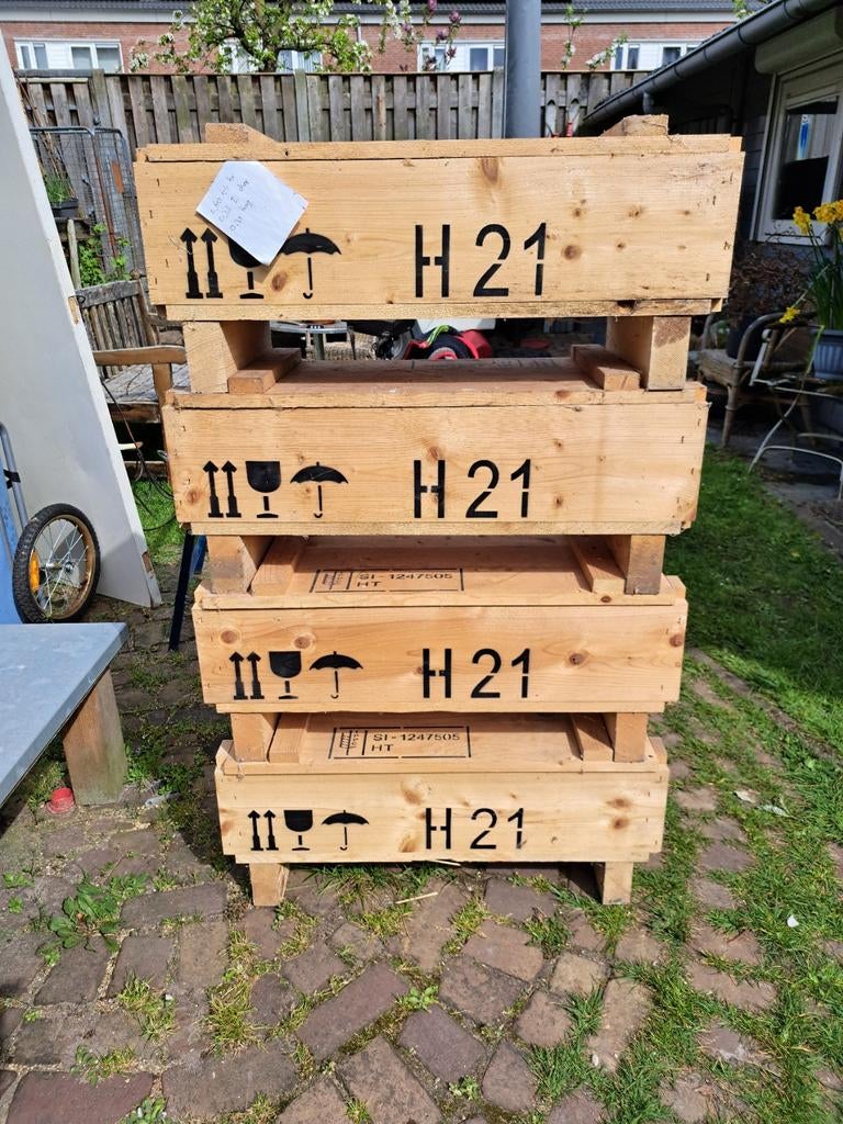Houten kisten 4 stuks, Ophalen, 100 cm of meer, 60 cm of meer, Bak of Kist
