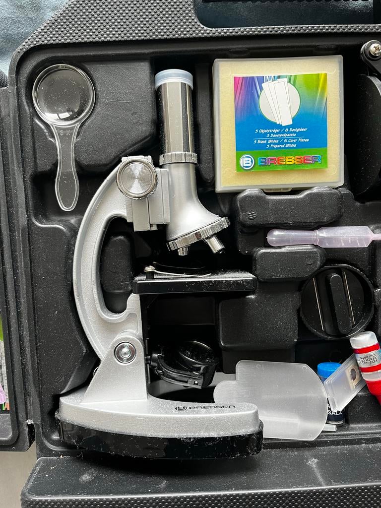 Bresser Microscoop met accessoires, Audio, Tv en Foto, Optische apparatuur | Microscopen, Ophalen of Verzenden, Gebruikt, Biologische microscoop