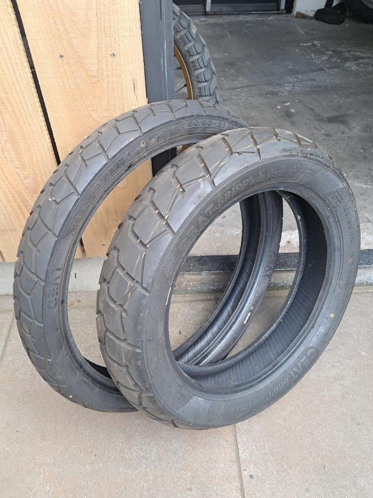 Ceat motorbanden 90/90/21 + 140/80/17, Motoren, Ophalen, Gebruikt