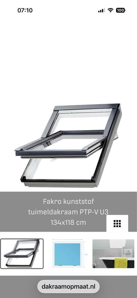 Kunststof dakraam, Ophalen, 80 tot 120 cm, Nieuw, Dubbelglas