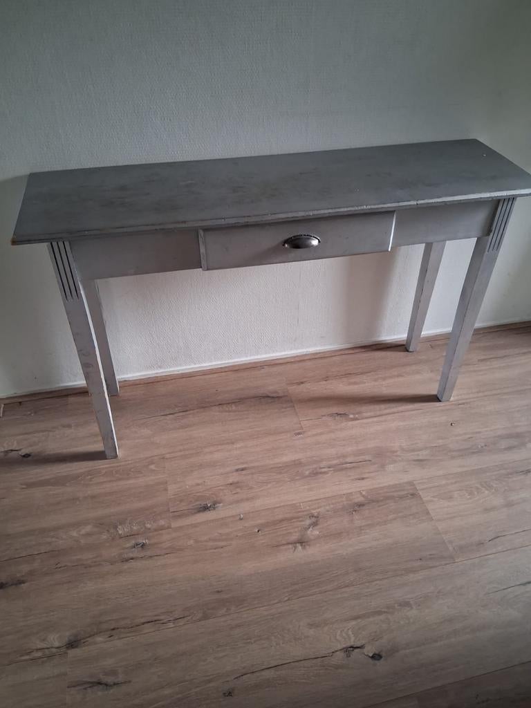 Sidetable - zilverkleur/metallic met laadje, Huis en Inrichting, Tafels | Sidetables, Ophalen of Verzenden, 25 tot 50 cm, Rechthoekig