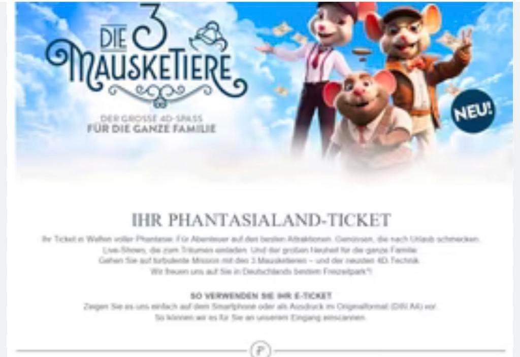 Ticket Phantasialand 17 april, Eén persoon, Ticket of Toegangskaart