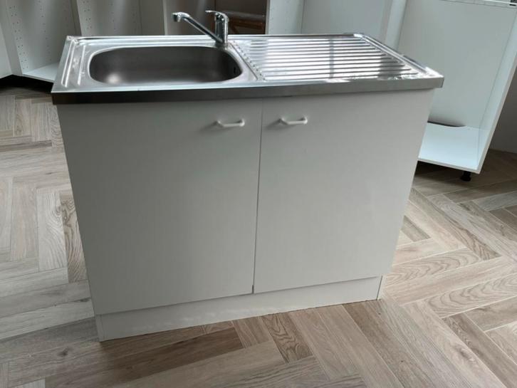 Compact spoelblok met RVS spoelbak, blad en kraan, Huis en Inrichting, Keuken | Keukenelementen, Gebruikt, Minder dan 100 cm, 50 tot 100 cm