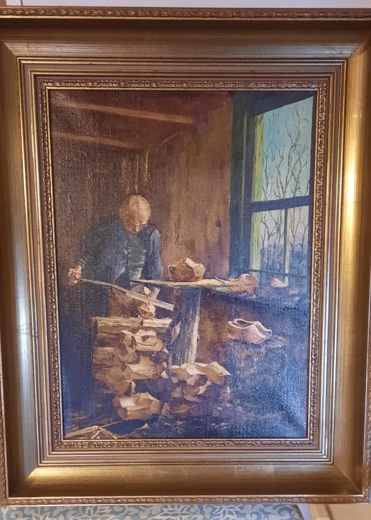 schilderij van klompenmaker, Ophalen