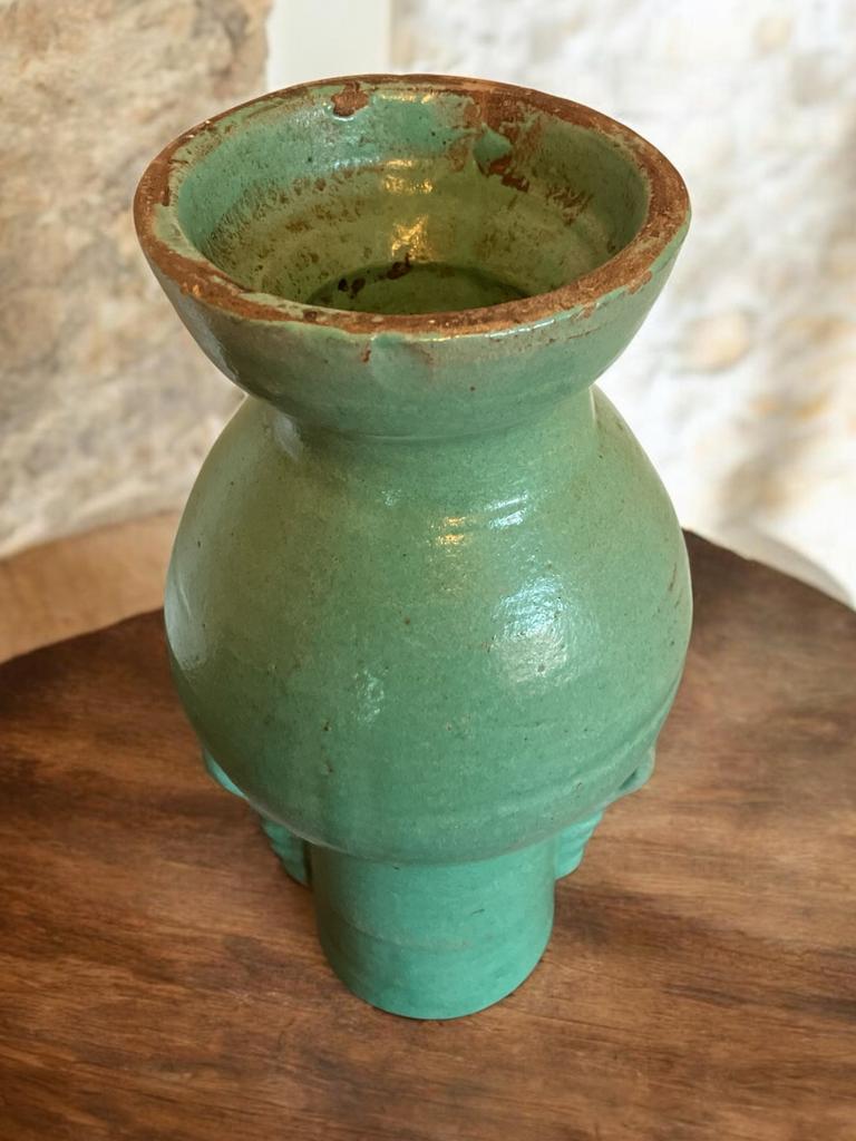 Antieke Marokkaanse Celadon Groene Vaas - Tamegroute/Fez, Ophalen of Verzenden