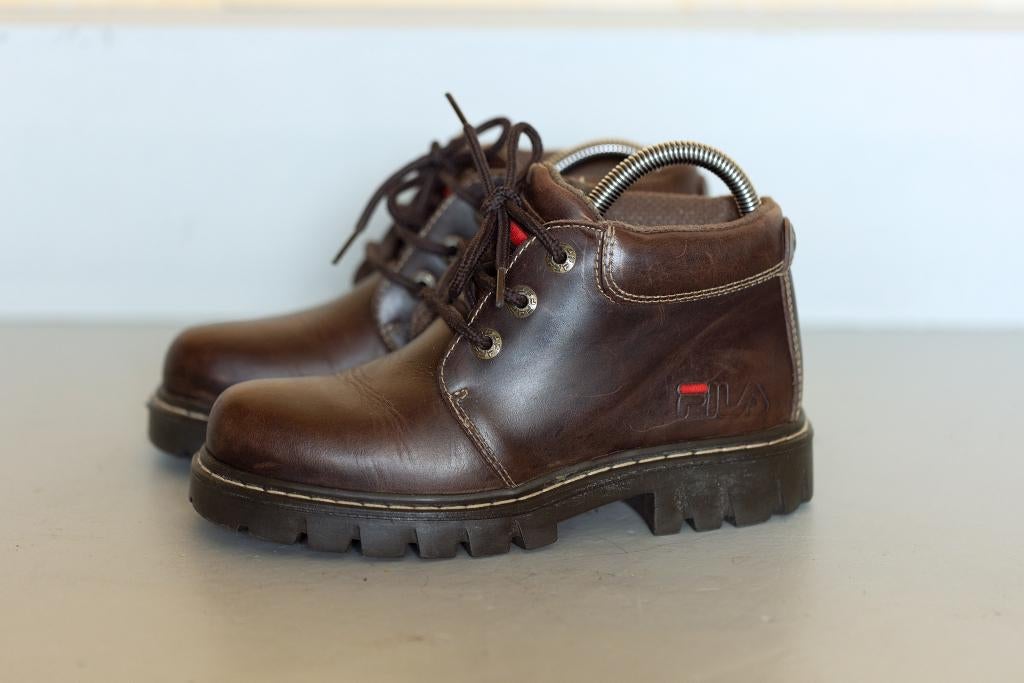Fila bruine echt leren chunky vintage schoenen 37,5, Bruin, Zo goed als nieuw, Fila, Wandelschoenen