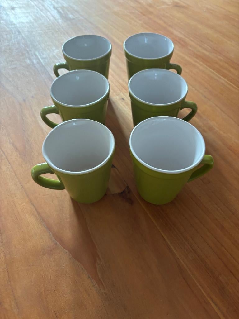 6 groene mokken, Senseo kopjes, zo goed als nieuw,, Ophalen, Zo goed als nieuw, Overige stijlen, Kop(pen) en/of Schotel(s)