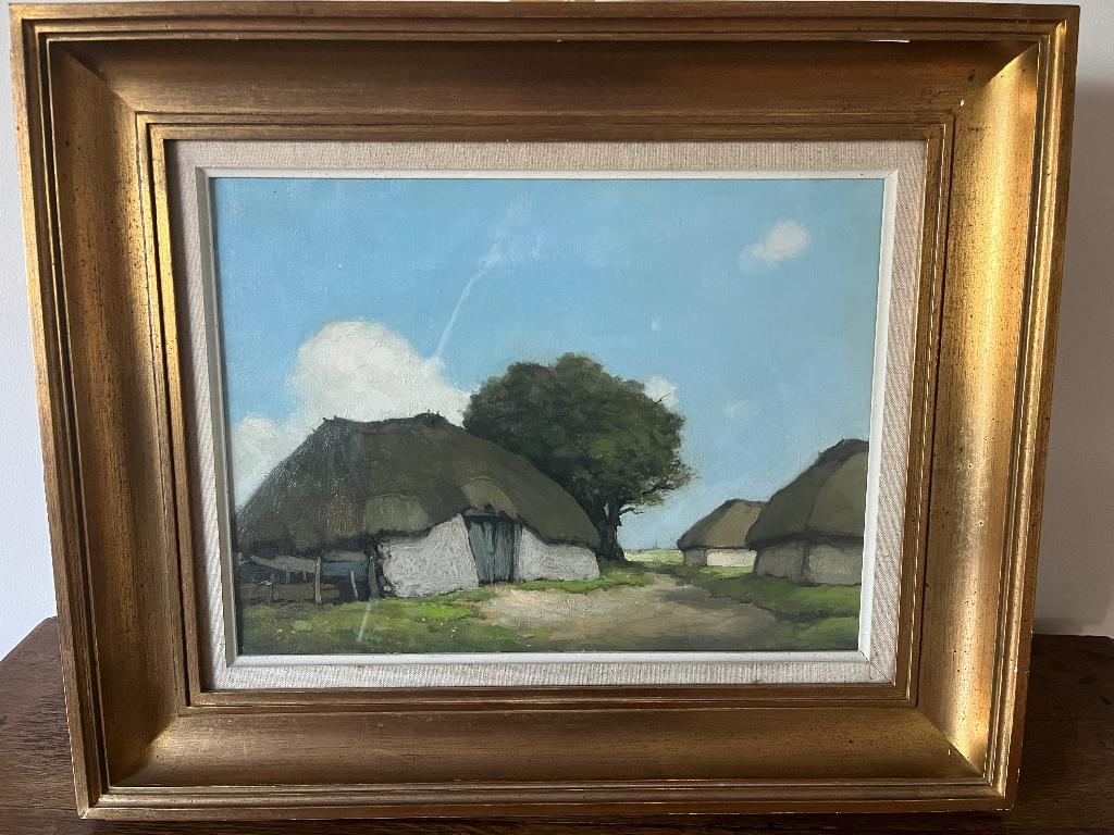 Olieverf Dirk Baksteen, Antiek en Kunst, Kunst | Etsen en Gravures, Ophalen of Verzenden, Overige technieken