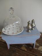 brocante blauwe vensterbank bankje met opberg vak., Ophalen of Verzenden