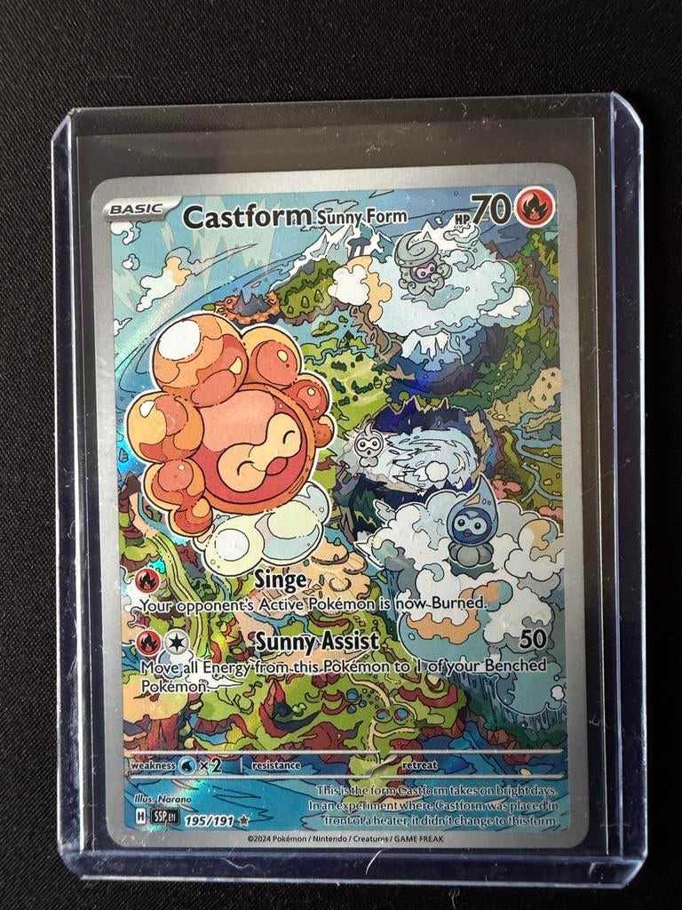 Castform Sunny Form 195/191 Pokémon kaart, Ophalen of Verzenden, Zo goed als nieuw, Losse kaart