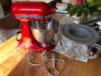 Kitchenaid Artisan premium rood, glazen kom en worstenmaker, Ophalen, 4 liter of meer, 3 snelheden of meer, Zo goed als nieuw