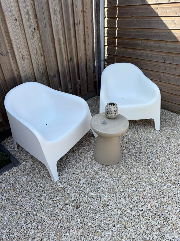 Fauteuil tuinstoel wit IKEA Skarpo twee stuks, Tuin en Terras, Tuinstoelen, Ophalen, Zo goed als nieuw, Kunststof