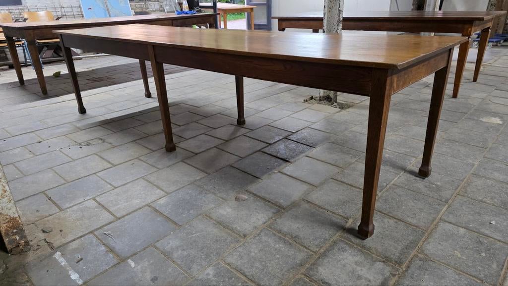Antieke Franse boerentafel van eikenhout 320 cm lang, Ophalen of Verzenden, 170 cm of meer, Nb, Nb
