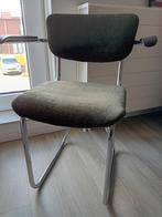 GISPEN groene retro stoel met chromen buisframe, Ophalen, Gebruikt, Overige kleuren, Stof