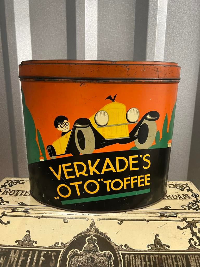 Verkade toffee dag blik, Verzamelen, Blikken, Ophalen of Verzenden, Zo goed als nieuw, Koek(jes), Verkade