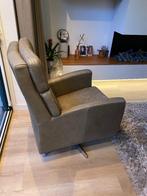 Olijf groen leren fauteuil, Huis en Inrichting, Fauteuils, Ophalen, 75 tot 100 cm, Zo goed als nieuw, Leer