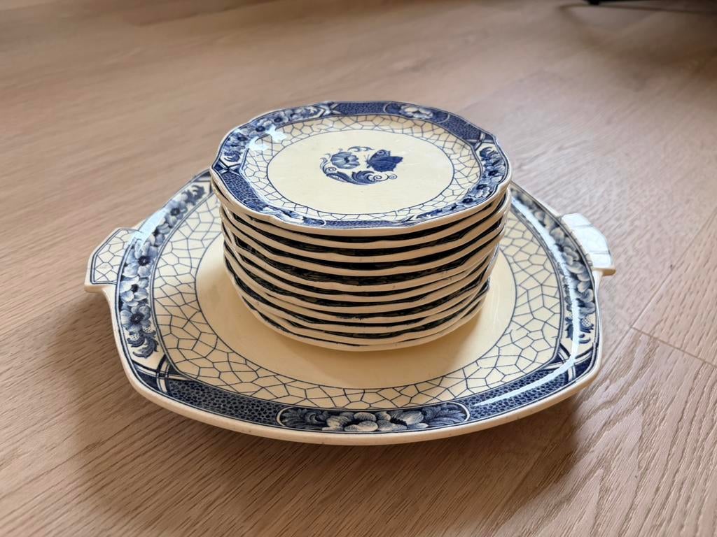 Vintage gebakservies Société Céramique Maastricht ‘Butterfly, Antiek en Kunst, Ophalen of Verzenden