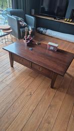 Salontafel met 2 grote laden - Donkerbruin hout, Huis en Inrichting, Tafels | Salontafels, Gebruikt, 100 tot 150 cm, Rechthoekig