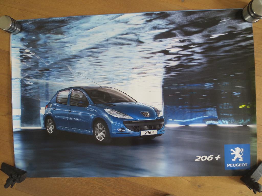 Poster Peugeot : Peugeot 206 +  Afmeting 120cm./80cm., Verzamelen, Rechthoekig Liggend, Nieuw, Ophalen of Verzenden, A1 t/m A3