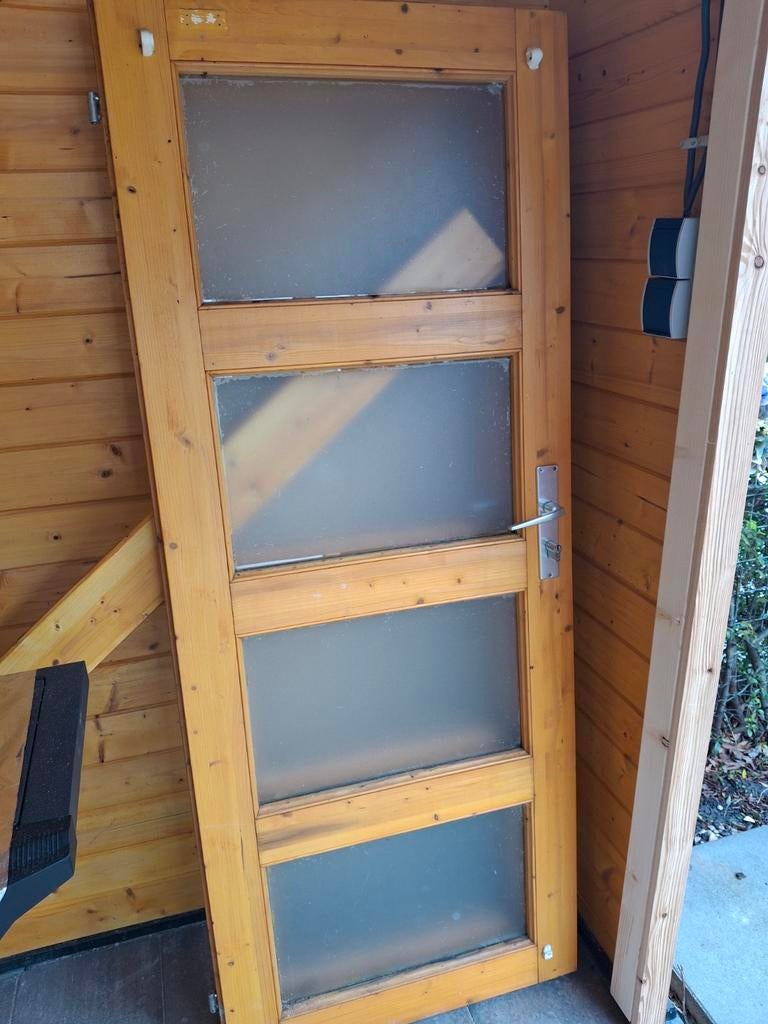 Houten deuren met glaspanelen, Doe-het-zelf en Verbouw, Deuren en Horren, Ophalen, Gebruikt, 80 tot 100 cm, Binnendeur