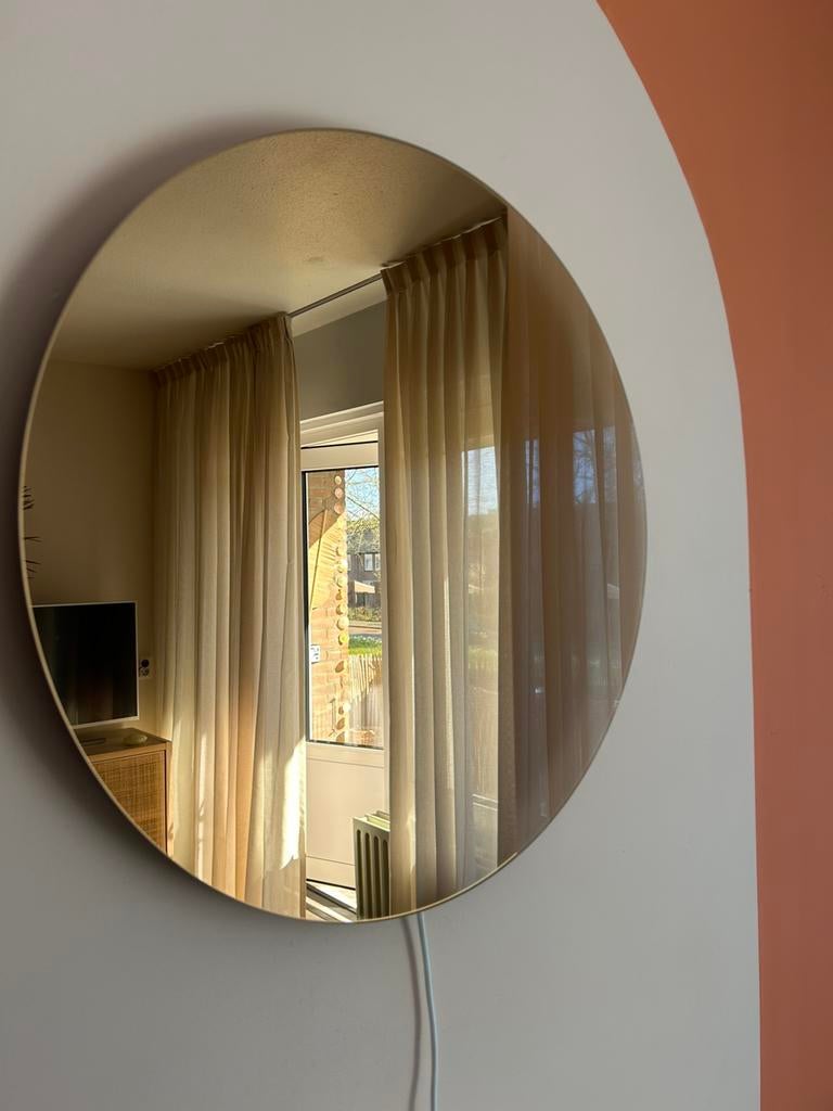 Spiegel/Lamp VARMBLIXT Ikea, Ophalen, Minder dan 50 cm, Rond, Zo goed als nieuw