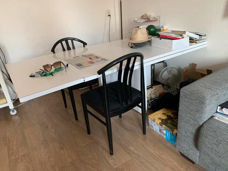 Jaren '70 uitklapbare eettafel, Huis en Inrichting, Tafels | Eettafels, Gebruikt, 50 tot 100 cm, 150 tot 200 cm, Vijf personen of meer