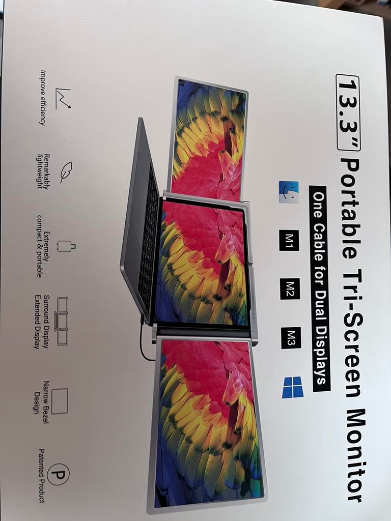 E3 Portable tri-screen monitor, Computers en Software, Monitoren, IPS, Full HD, Ophalen of Verzenden, Zo goed als nieuw