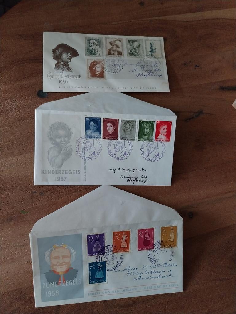 3 X een gelopen Nederlandse FDC's E 25/E33/E34., Postzegels en Munten, Postzegels | Eerstedagenveloppen, Ophalen of Verzenden