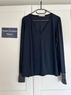 Studio anneloes v-hals shirt met glitter manchetten XXL, Kleding | Dames, Tops, Blauw, Maat 46/48 (XL) of groter, Ophalen of Verzenden