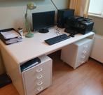 Robuust wit bureau met ladenblokken, Huis en Inrichting, Bureaus, Ophalen, Gebruikt, Bureau